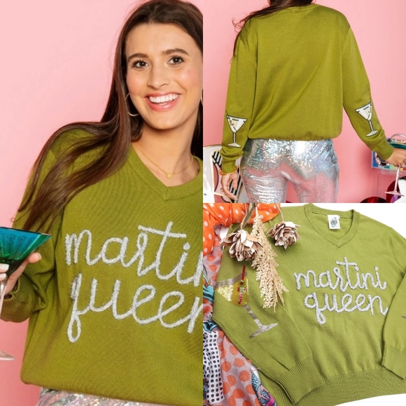 QUEEN OF SPARKLES Sweaters New Queen Of Sparkles Martini Queen Green Sweater Poshmark